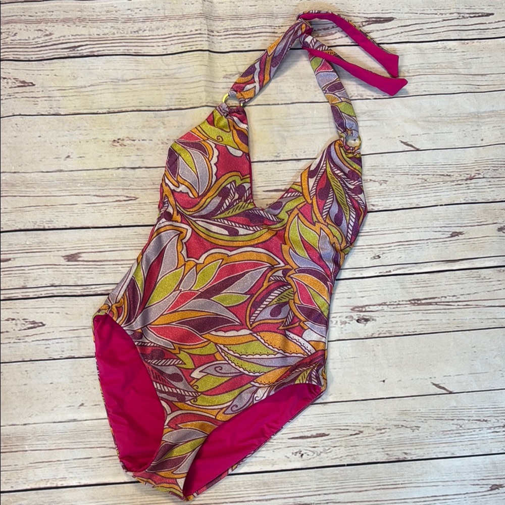 New without tags NWOT Becca  Psychelica Nina U Neck One Piece Bathing Suit Small